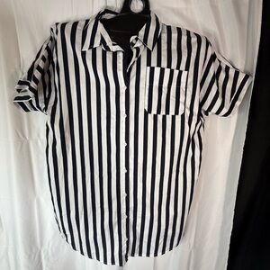 a new day Black and White Casual Button Down Shirt